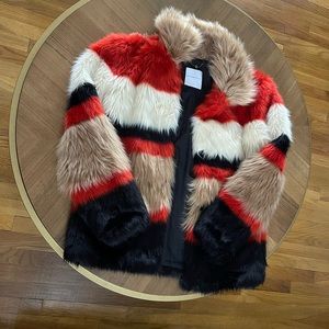 Gorgeous NWOT Faux Fur Striped Jacket By Rino & Pelle